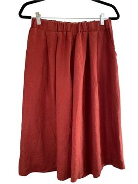 4 OUR DREAMERS Linen Pull On Wide Leg Culottes Capris Rust S